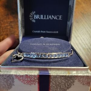 Silver Bracelet with Blue Crystals